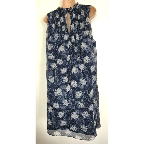 Joie Swing Dress Sz L Baltic Print Navy Blue/Black/White Mini Flowy Chiffon - Picture 8 of 16